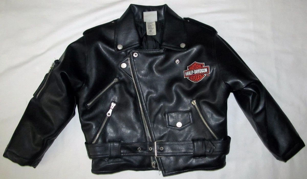Harley Davidson Faux Leather Motorcycle Jacket Youth Size 6 Broken