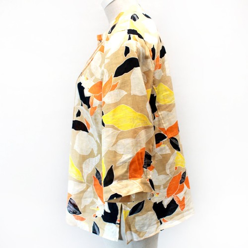 Jones New York Plus Beige Feminine Floral Linen Button Shirt Blouse Top Size 18W - Picture 4 of 7