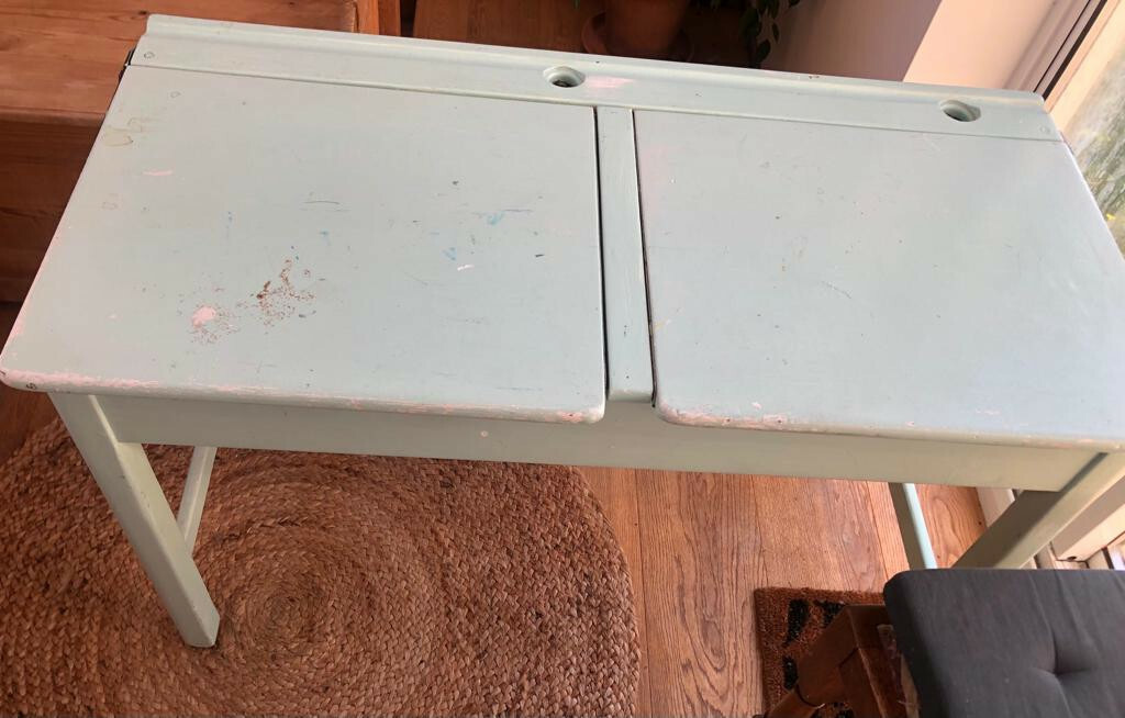 Vintage children's double school desk - with 2 lift-up lids for sale  LEWES