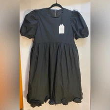 English Factory Women's Poplin Corsage Mini Dress, Black Size Medium NWT