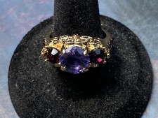 Bold And Eye Catching Amethyst CZ Ring Solid Gold Filled SZ 8