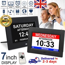 7" Digital Alarm Clock Calendar Day Datetime Memory Loss Dementia Elderly Remote