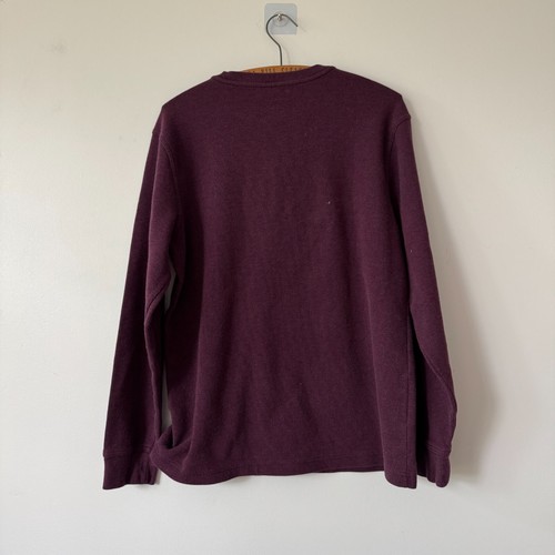LL Bean Thermal Mens M Unshrinkable Mini Waffle Henley Long Sleeve Deep Wine - Picture 5 of 7