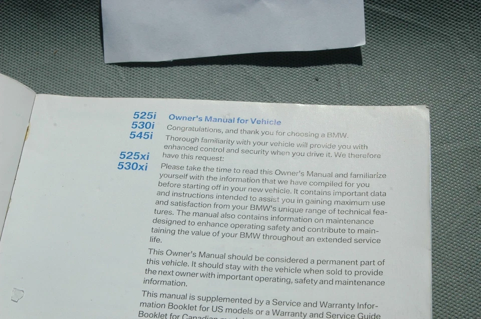 BMW 525i 530i 545i525xi 530xi 2005-2006 manual del operador del dueño Foto 2 de 3