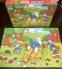1980  s Smurf Puzzle 16"x11" Complete 100 Piece Milton Bradley Smurf  s Complete