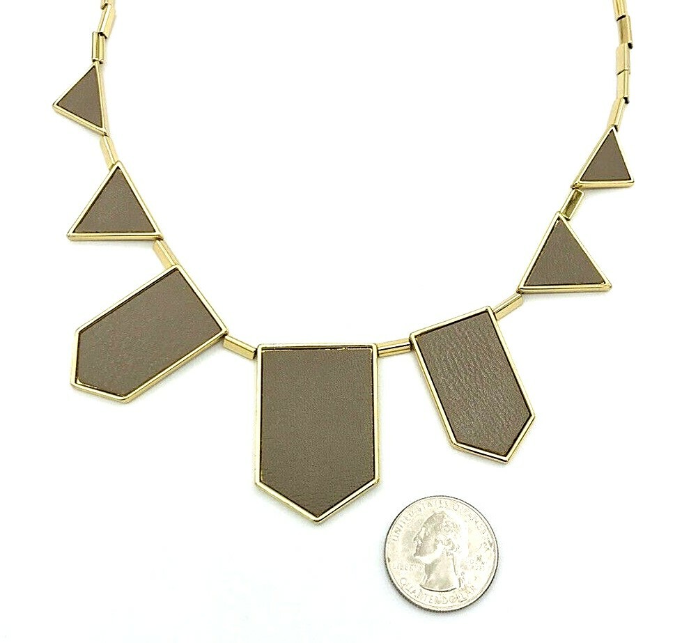House Of Harlow 1960 Gold Tone Geometric Brown Leather