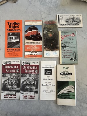 Set of 9 Rail Road Schedules & Maps & Brochure & NYCS & Lakawanna