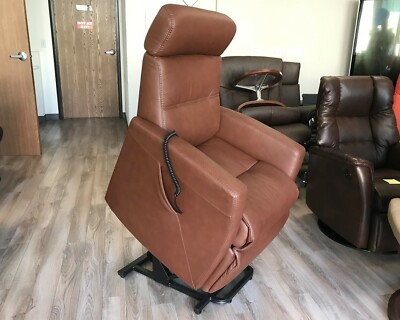 IMG Divani MF225 Med Power Infinite Position Lift Chair Recliner Cognac Leather