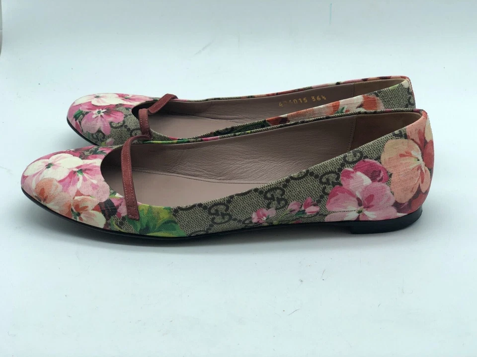 ZAPATOS PLANOS DE BALLET SIN CORDONES GUCCI GG SUPREME BLOOM BAYADERE PARA MUJER TALLA 36 1/2 Foto 4 de 4