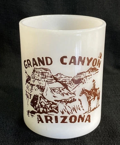 Grand Canyon Arizona Federal Milk Glass Mug Vintage