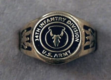 34th Infantry Division ring 34th ID Unit Insignia RED BULL Attack Attack Attack
