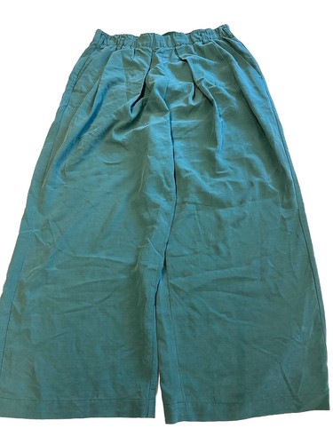 Womens FREE PEOPLE Green Loose Wide Leg Nothin' to Say Pleated Trousers Sz M