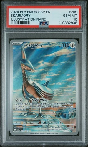 2024 POKEMON SSP EN-SURGING SPARKS ILLUSTRATION RARE #209 SKARMORY PSA 10