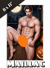 A handsome naked man on Halloween night  - Gay art print - Homoerotism - 2605