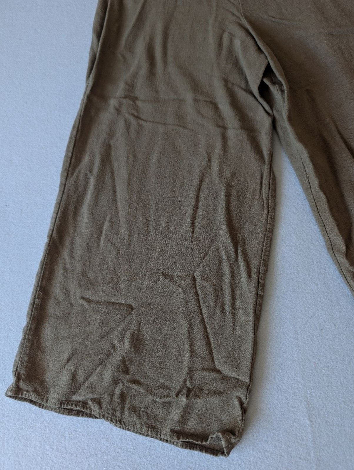 Linen Blend Green Gaucho Capri Cropped Wide Leg Pants High Rise Size S Beach Eco image 9