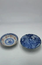 Lot 2 VINTAGE ANTIQUE OPEN SALT CELLAR DIP- CERAMIC PORCELAIN