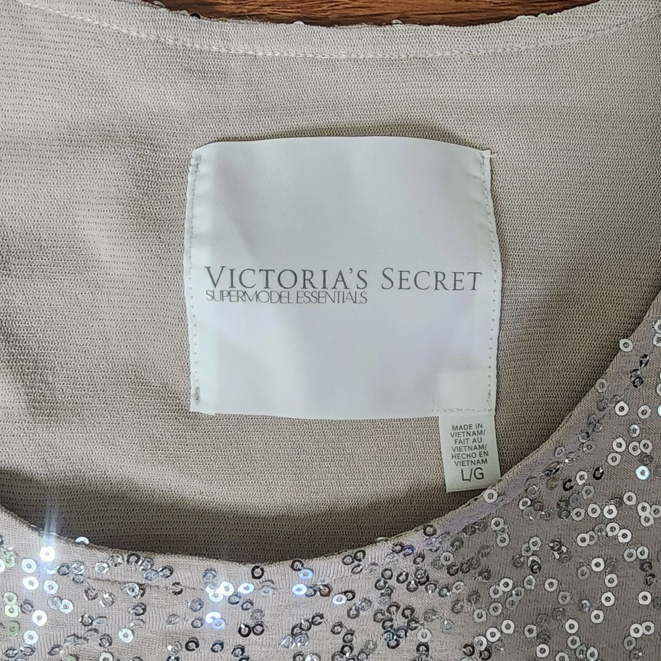 Victoria's Secret Supermodel Essentials Beige T-Shirt Dress Short Sleeve Shift L - Image 2 of 4
