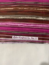 Robert Kaufman cotton fabric/multicolor stripe & gold metallic stripe 1 yd16"x44