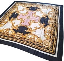 35x35 Silk-Like Satin Head Scarf Women Sleeping Hair Wrap Gold Black