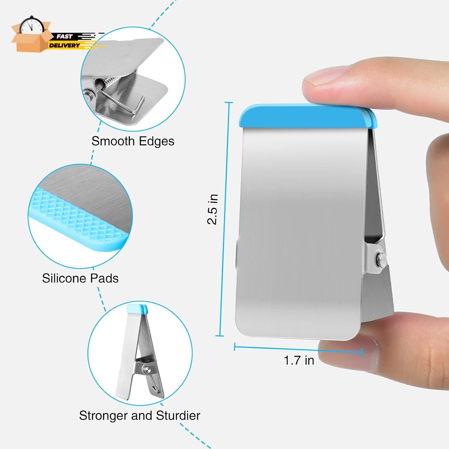 Bag Clips for Food, 6 Pack Metal Chip Clips with Colored Silicone, Heavy Duty C