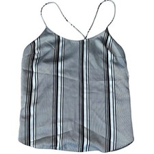NWOT Victoria Secret Camisole Tank Top Sleepwear Stripe Black White Satin Medium