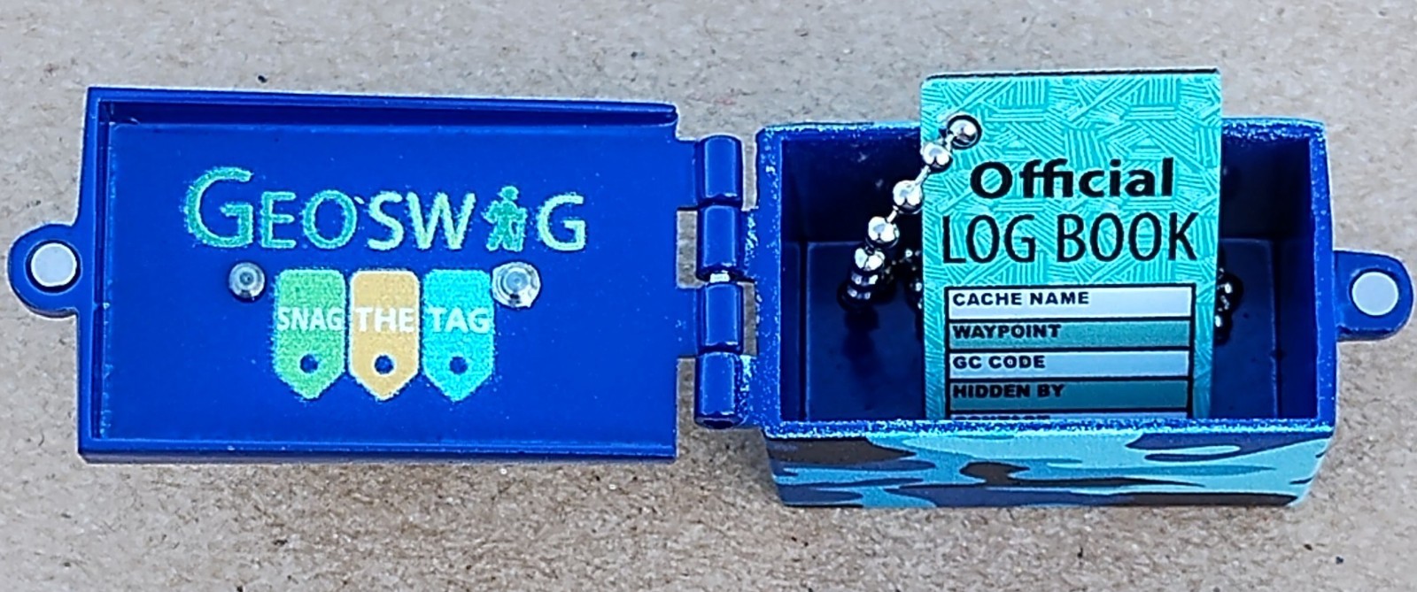 Snag the Tag 3D Ammo Can Geocoin - Ocean Blue - Activated & Adoptable - TBAVEBW