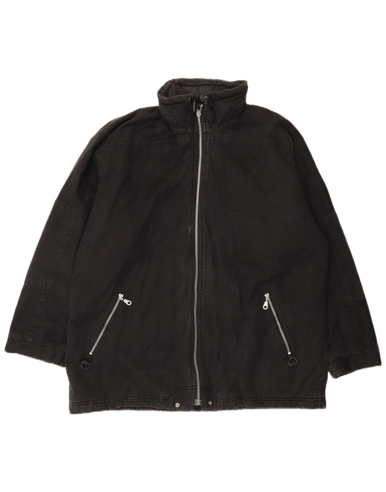 Champion Mens Hooded Loose Fit Windbreaker Jacket UK 40 Large Black CE24