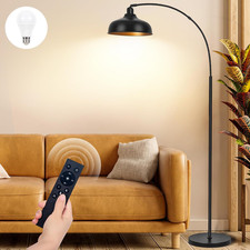 Dimmable 70  Black Arc Floor Lamp with Remote and Adjustable Shade