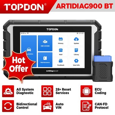 TOPDON AD900BT Auto Diagnostic Scan Tool ECU Coding 28+ Reset ABS Bleed DPF SAS