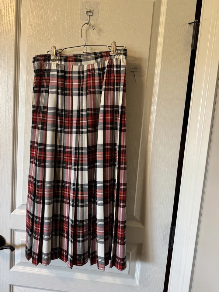Falda plisada vintage para mujer Lloyd roja negra talla 6 EE. UU. Foto 3 de 4