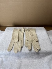 Vintage Size 7 Real Kid Leather Beige/Cream Ladies Gloves With Pearl Closure  