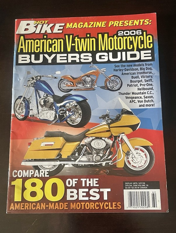 RARE 2006 Hot Bike Magazine Presents American V-twin Motorcycle Buyers Guide