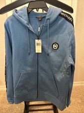 Michael Kors Men's Logo Tape Fleece Hoodie Zip Up SweatShirt Medium NWT