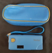 Vivitar 110 Point 'N Shoot Film Camera and Case Blue - Working Vintage