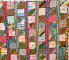 VINTAGE Bars Variation Quilt 1975 Multicolor 72x84 5007