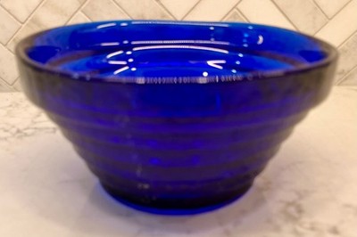 SIGNED Blenko Stepped Cobalt Blue Bowl