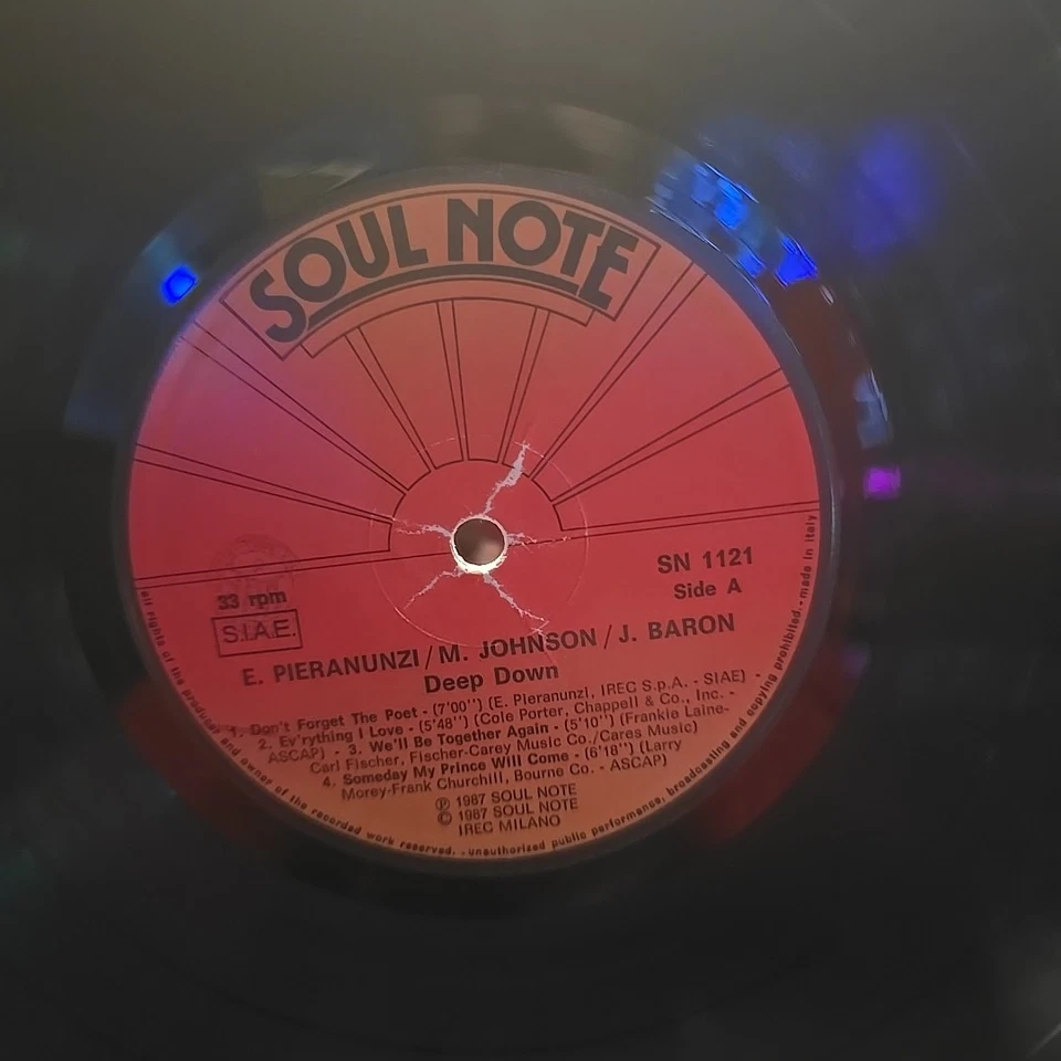 Enrico Pieranunzi,Marc Johnson,Joey Baron-Deep Down-1987 Italian Vinyl Record LP - Image 3 of 4