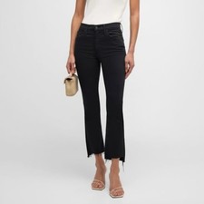 MOTHER Denim The Insider Crop Step Fray Jeans Black Not Guilty Size 28 NWT