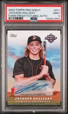 2023 TOPPS PRO DEBUT JACKSON HOLLIDAY FARM FRESH FUTURES AUTOGRAPH FF1 /50 PSA 9