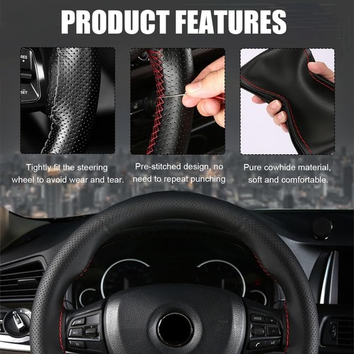 Genuine Leather Steering Wheel Cover, Stitch on Wrap, DIY Sewing Steering Whe... - Picture 3 of 5