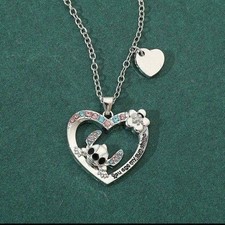 Disney Stitch Heart Pendant Necklace 60cm Zinc Alloy Used