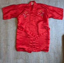 Vintage 80's Golden Dragon 100 Pure Silk Hand Embroidered Dragon Kimono Robe