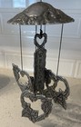 Vintage Carson Pewter Wind Chimes w/Welcome Sign , Hearts & Flowers 12" Tall