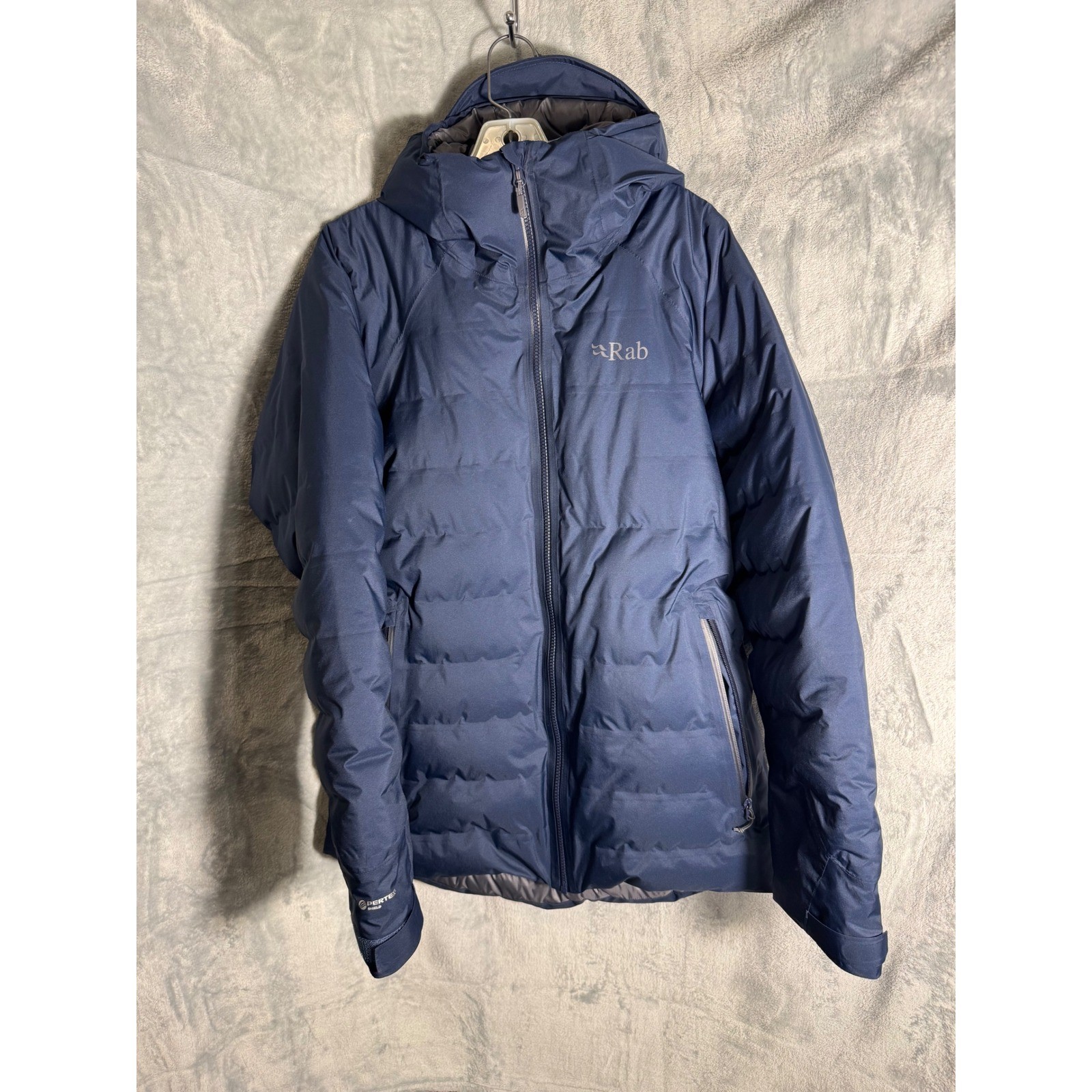 Rab Waterproof Down Jacket Navy Blue Pertex Shield Puffer Parka Womens Size L
