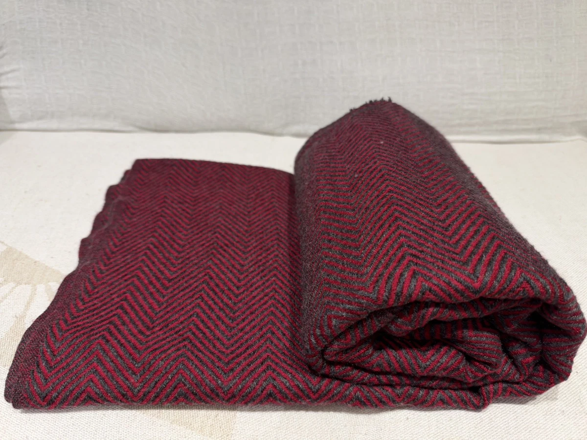 Deep Red & Grey Mix Exclusive Cashmere sofa blanket, Throw Handwoven in Nepal