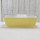Vintage 1.5 qt Pyrex Yellow Casserole Dish With Ribbed Lid 503-C Primary Fridge