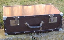 alter Reisekoffer Koffer aus Kunststoff 61x41x19,5cm braun Verschluß defekt