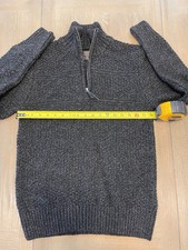 Superdry Men's Cable Knit Jumper 1/4 Zip Grey Wool Blend Outdoor SZ M