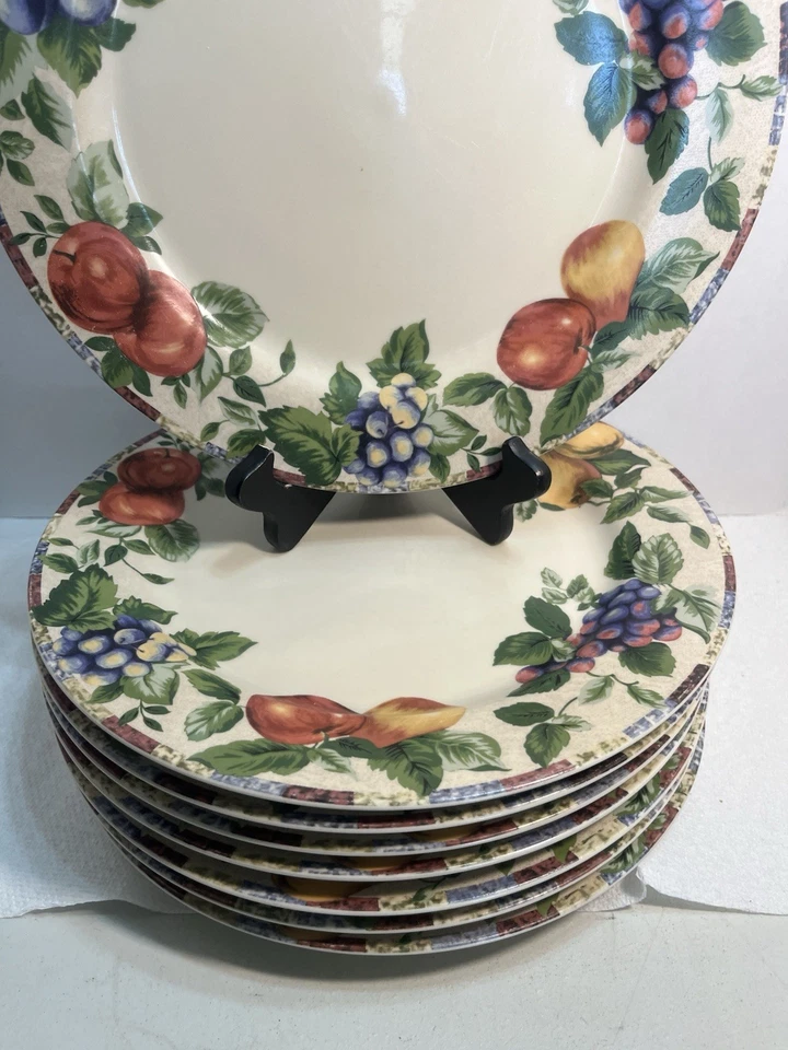 Juego de 8 platos de cena SAKURA Sonoma Excell frutas manzanas uvas peras ciruelas 2957 Foto 2 de 4