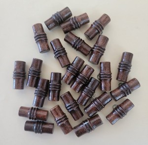 24 Vintage 60's Bamboo Shaped Wooden Bead Buttons Embellishments Sewing Crafts